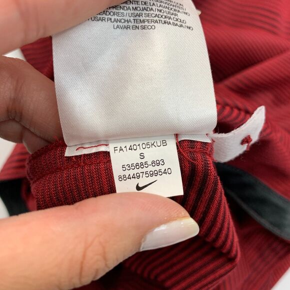 Nike Polo Shirt Mens S Small Red Striped Short Sleeve Dri Fit DR Basketball Logo - Picture 10 of 12